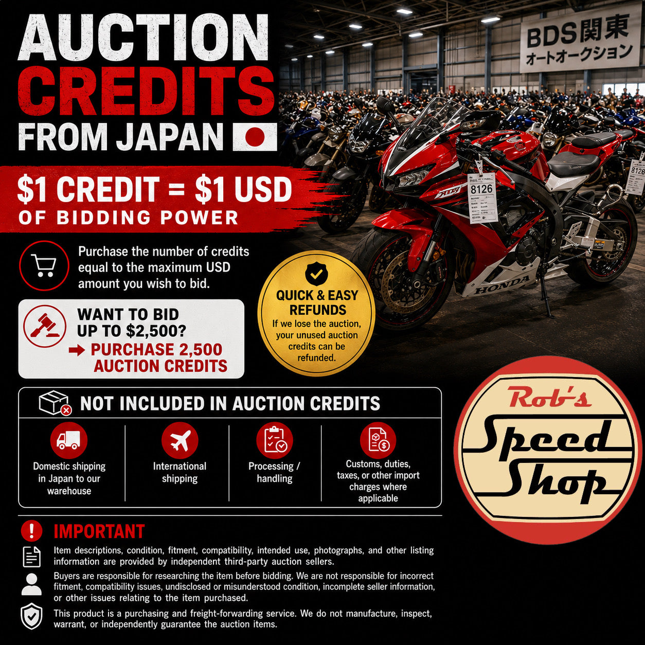 Auction and Japanese item credits